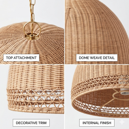 Resort style rattan ceiling lamp, an ideal choice for high-end hospitality and luxury villa decor.