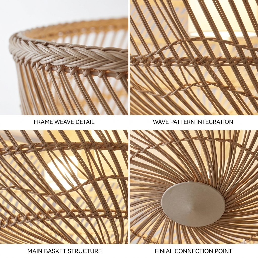 Resort style rattan ceiling lamp, an ideal choice for high-end hospitality and luxury villa decor.