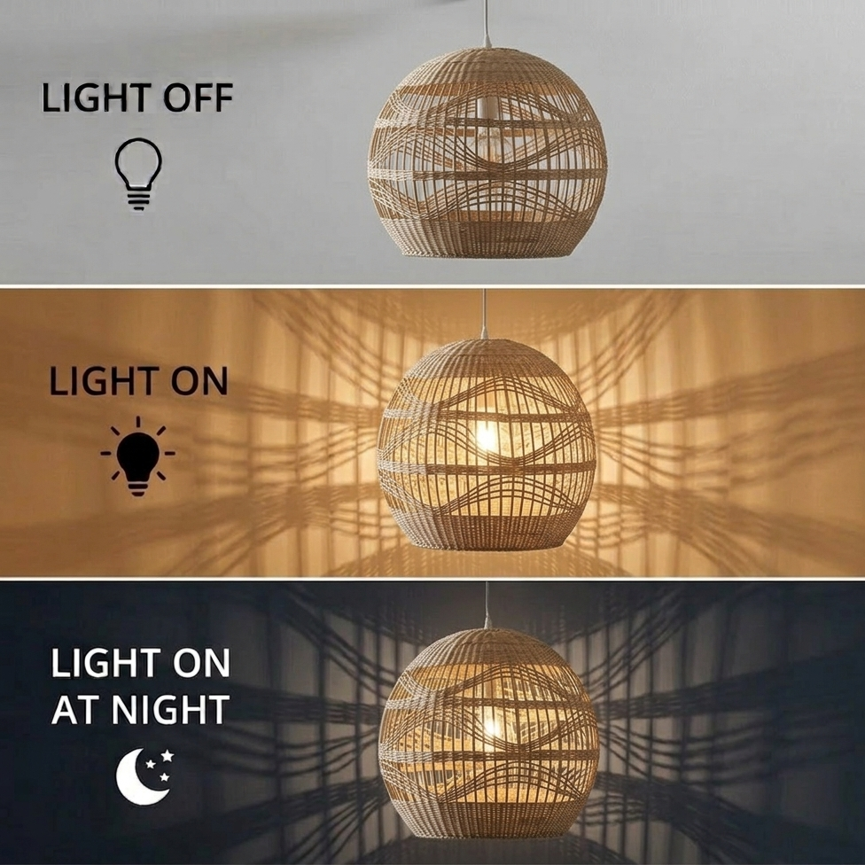 Resort style rattan ceiling lamp, an ideal choice for high-end hospitality and luxury tropical villa decor.
