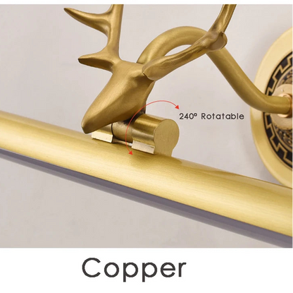 Retro style brass antler art sconce lighting for a mid-century modern study