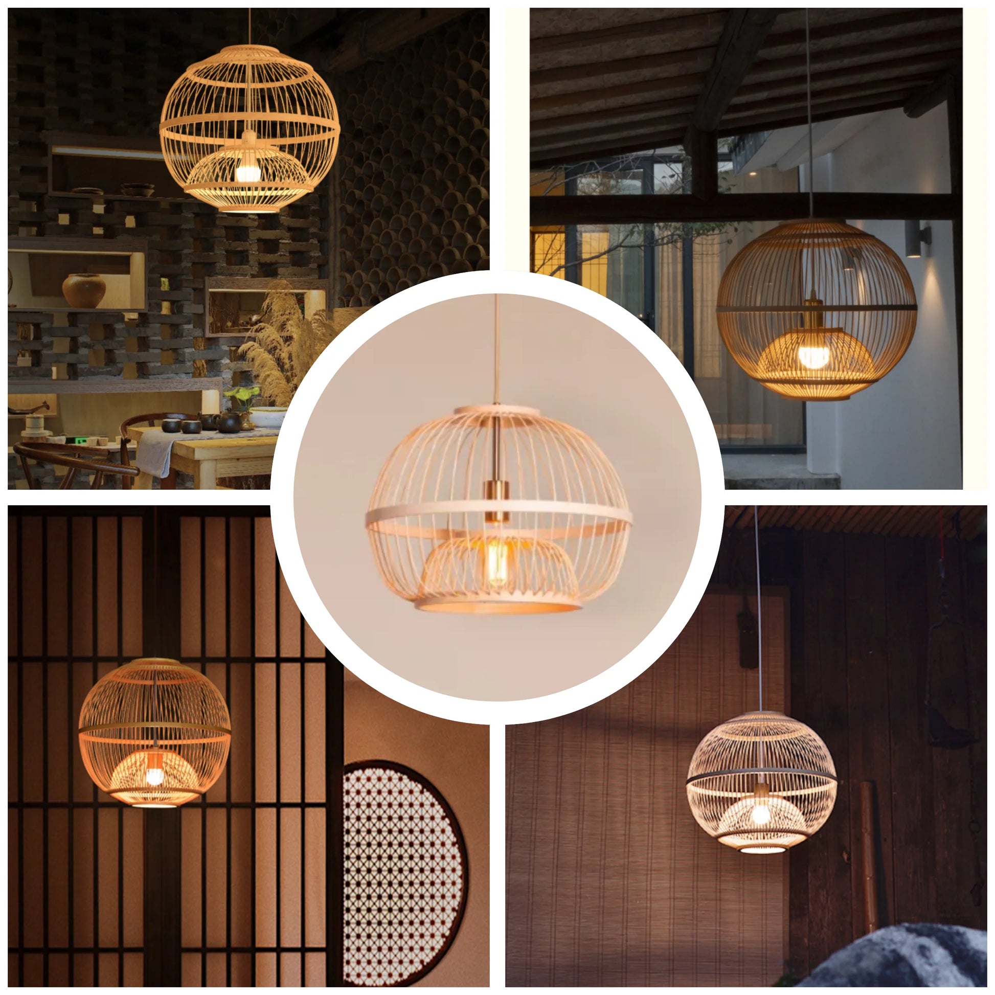 Scandinavian style bamboo hanging lamp for a clean and minimalist home design