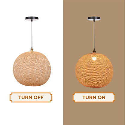 Scandinavian style woven globe light fixture for a clean and minimalist home aesthetic