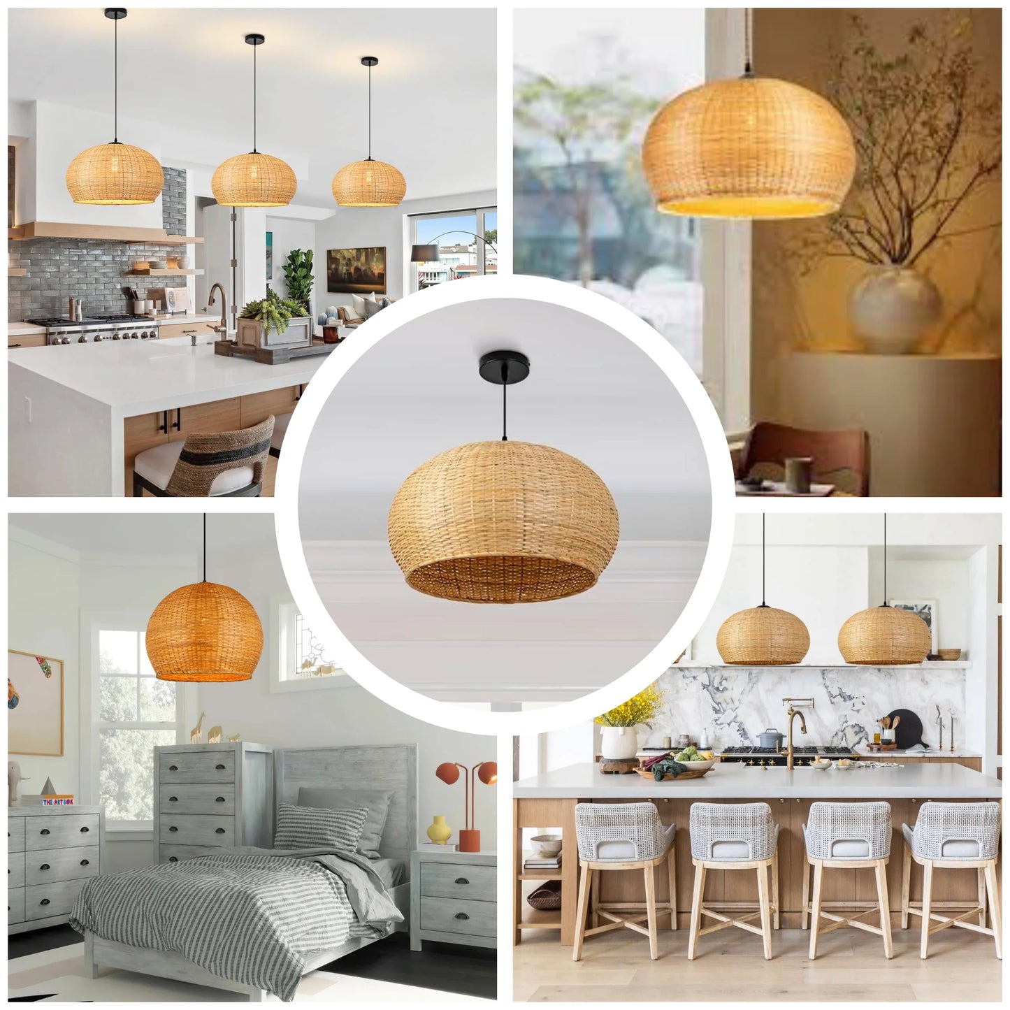 Scandinavian style woven pendant light for clean and minimalist interior aesthetics