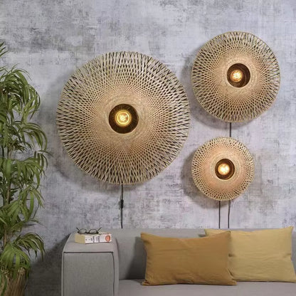 Sculptural lighting in Quiet Luxury style, crafted from Rattan, ideal for Cozy Home decor, providing ambient and mood lighting with an organic, sculptural appeal.
