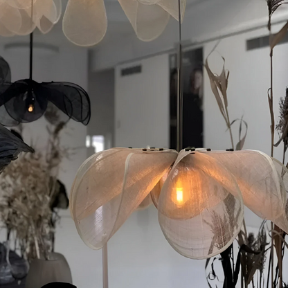 Sculptural lighting in Handmade Natural Eco-friendly style, crafted from Fabric, ideal for Resort decor, providing ambient and mood lighting with an organic, sculptural appeal.