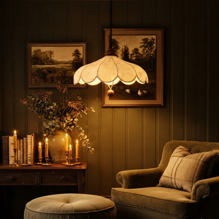 Sculptural lighting in Handmade Natural style, featuring Wood Mix Cloth material, ideal for Reading corner decor, providing ambient and task lighting.