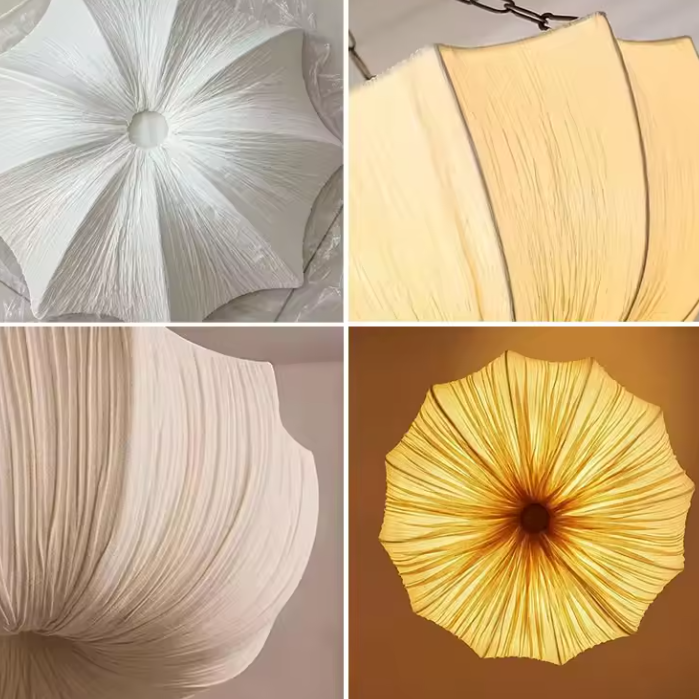 Sculptural lighting in Japandi style, featuring Wood Mix Cloth, ideal for Studio lighting