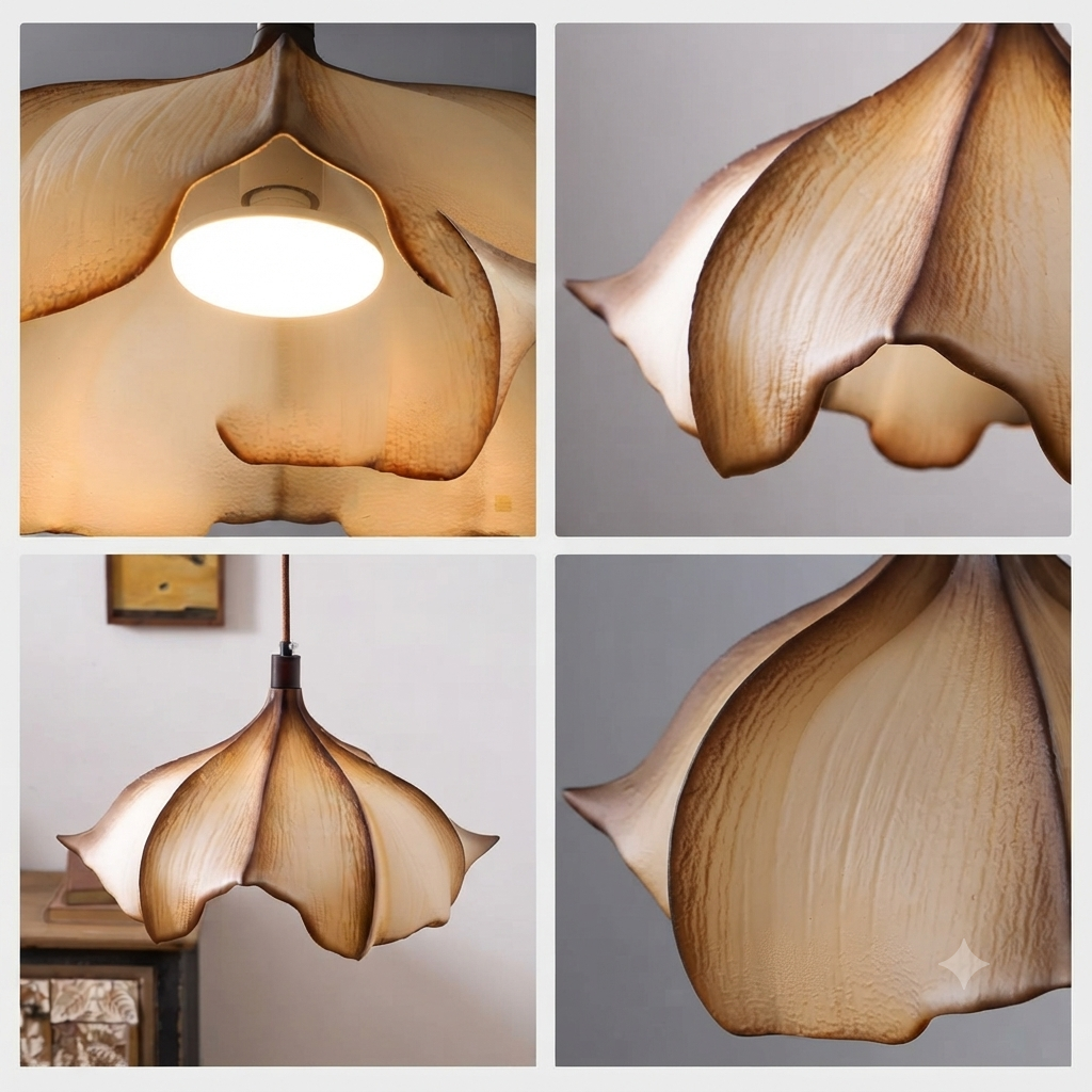 Sculptural lighting in Quiet Luxury style, featuring Wood Mix Resin material, ideal for Cozy Home decor, providing ambient, task, and mood lighting.