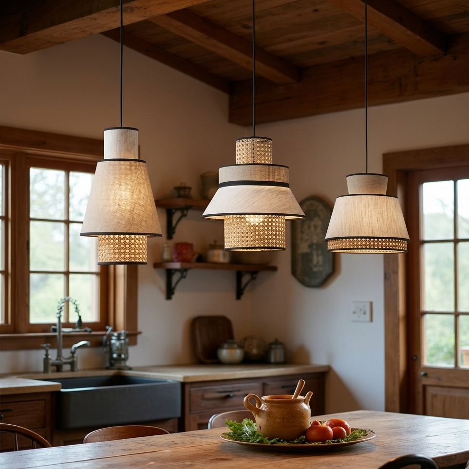 Set 3 Wabi-sabi style woven tiered hanging light, embodying the beauty of imperfection for a serene home.