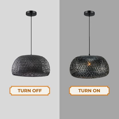 Sophisticated woven dome hanging lamp for refined interior aesthetics