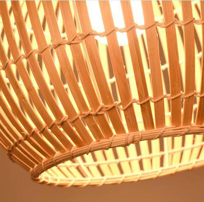 Statement bamboo ceiling pendant light in a beautiful natural wood finish