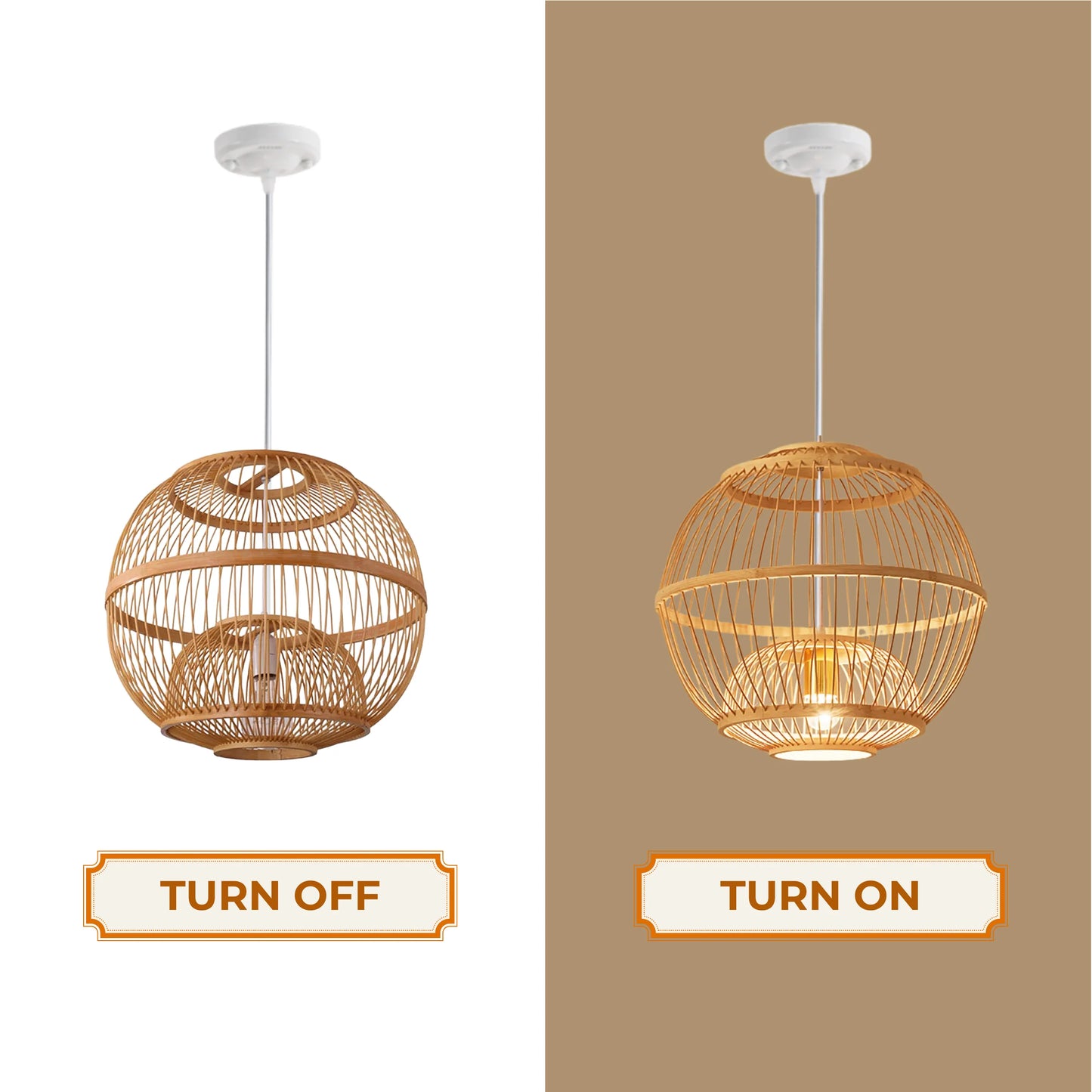 Statement hanging bamboo globe light perfect for luxury resort villa interior decor