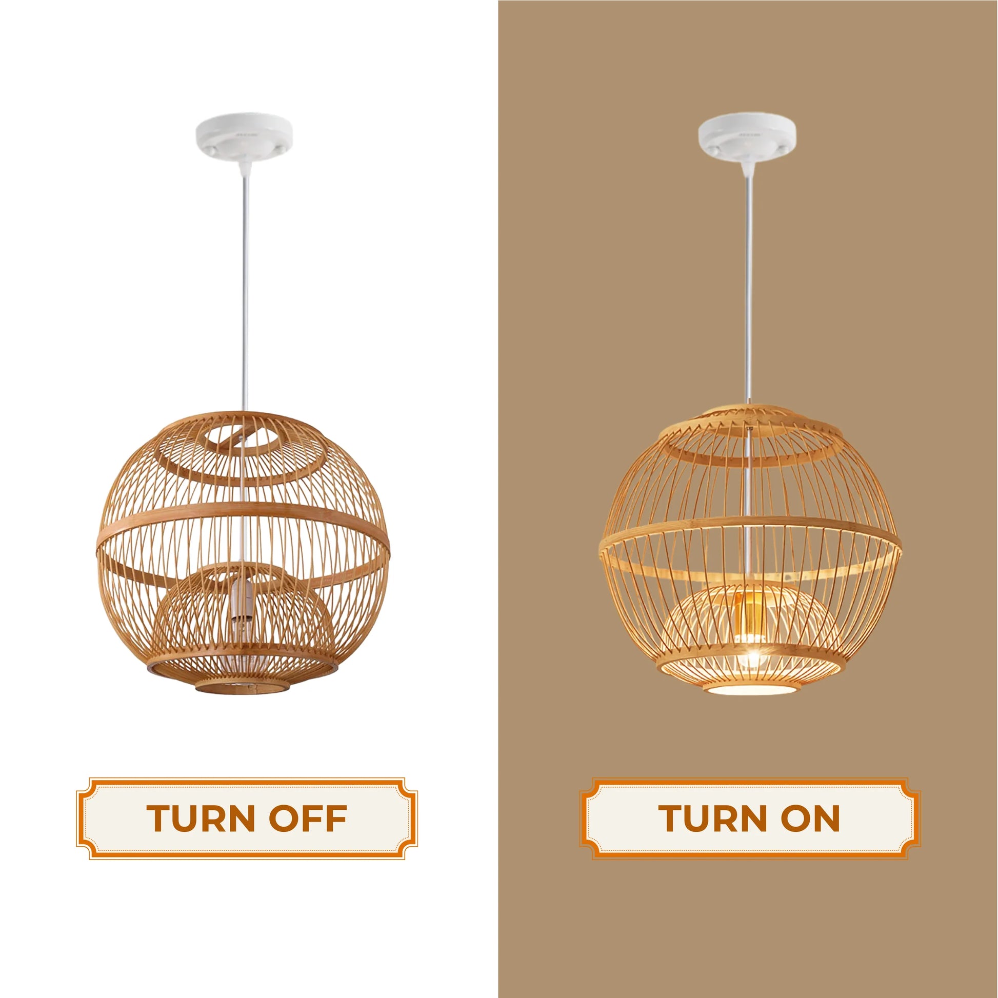 Statement hanging bamboo globe light perfect for luxury resort villa interior decor
