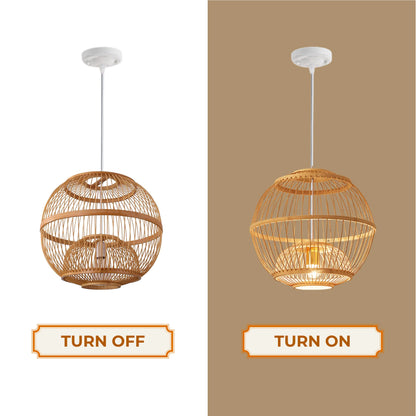 Statement hanging bamboo globe light perfect for luxury resort villa interior decor