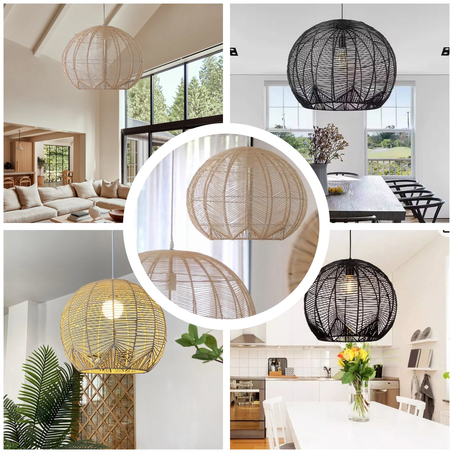 Luxury statement woven rattan pendant light for elegant home interiors