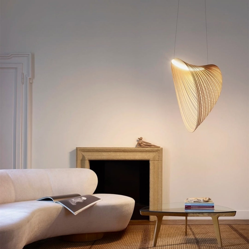 Statement sculptural pendant light for living room and void areas