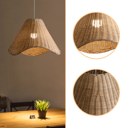 Statement wavy rattan light shade designed for eye-catching ceiling decor
