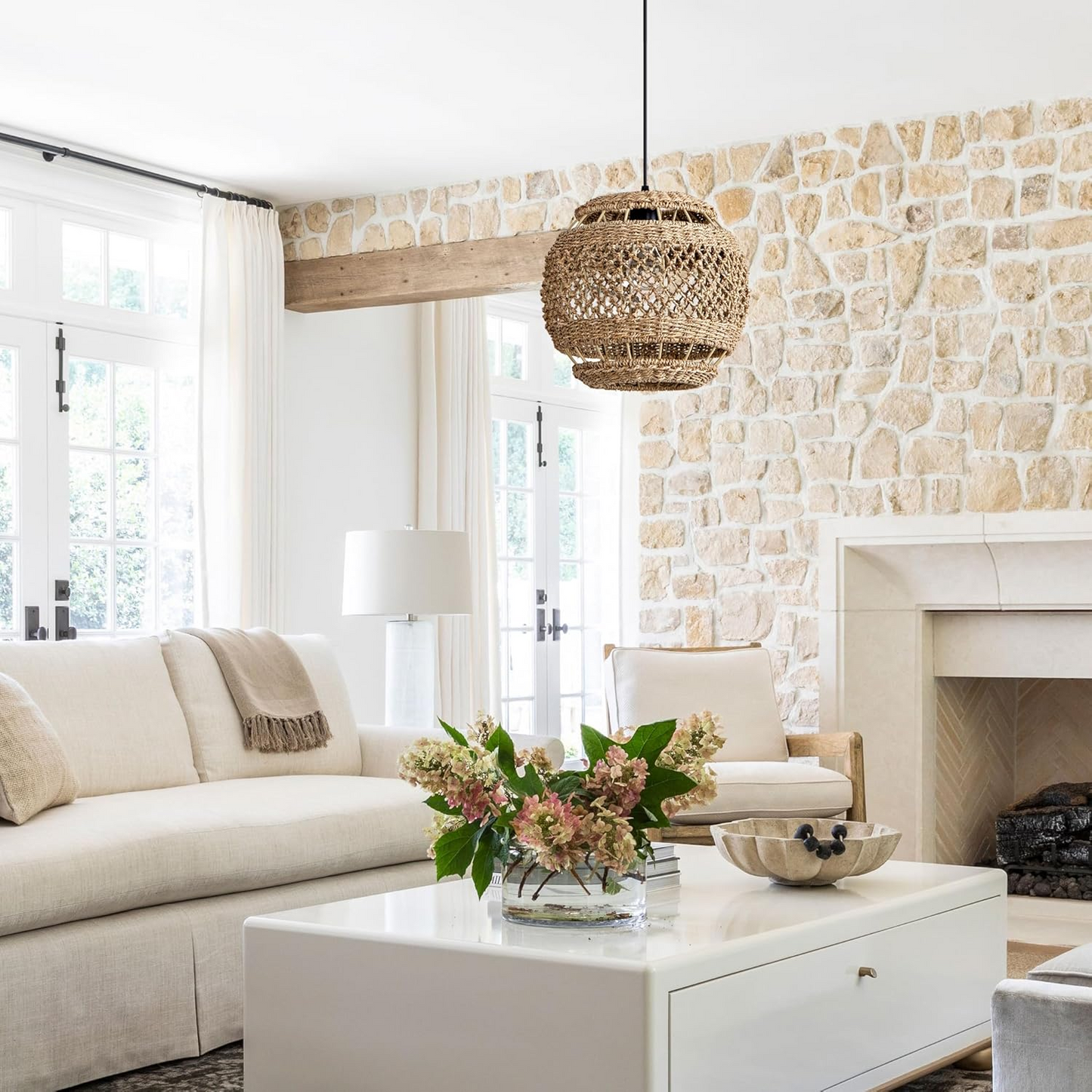Sustainable hand-knotted fiber pendant light for eco-friendly and stylish living