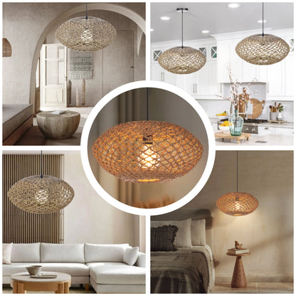 Sustainable hand-knotted fiber pendant light for eco-friendly and stylish living
