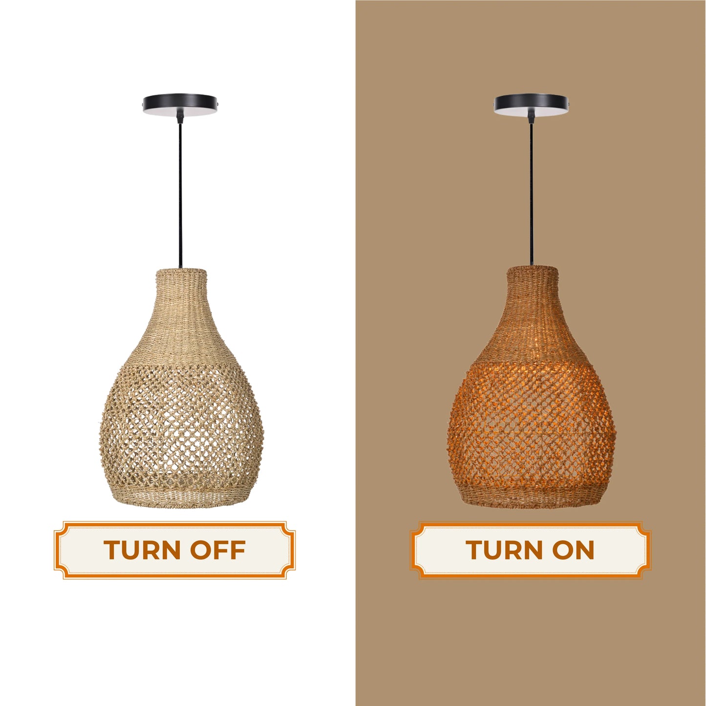 Sustainable natural seagrass hanging light for eco-friendly home lighting