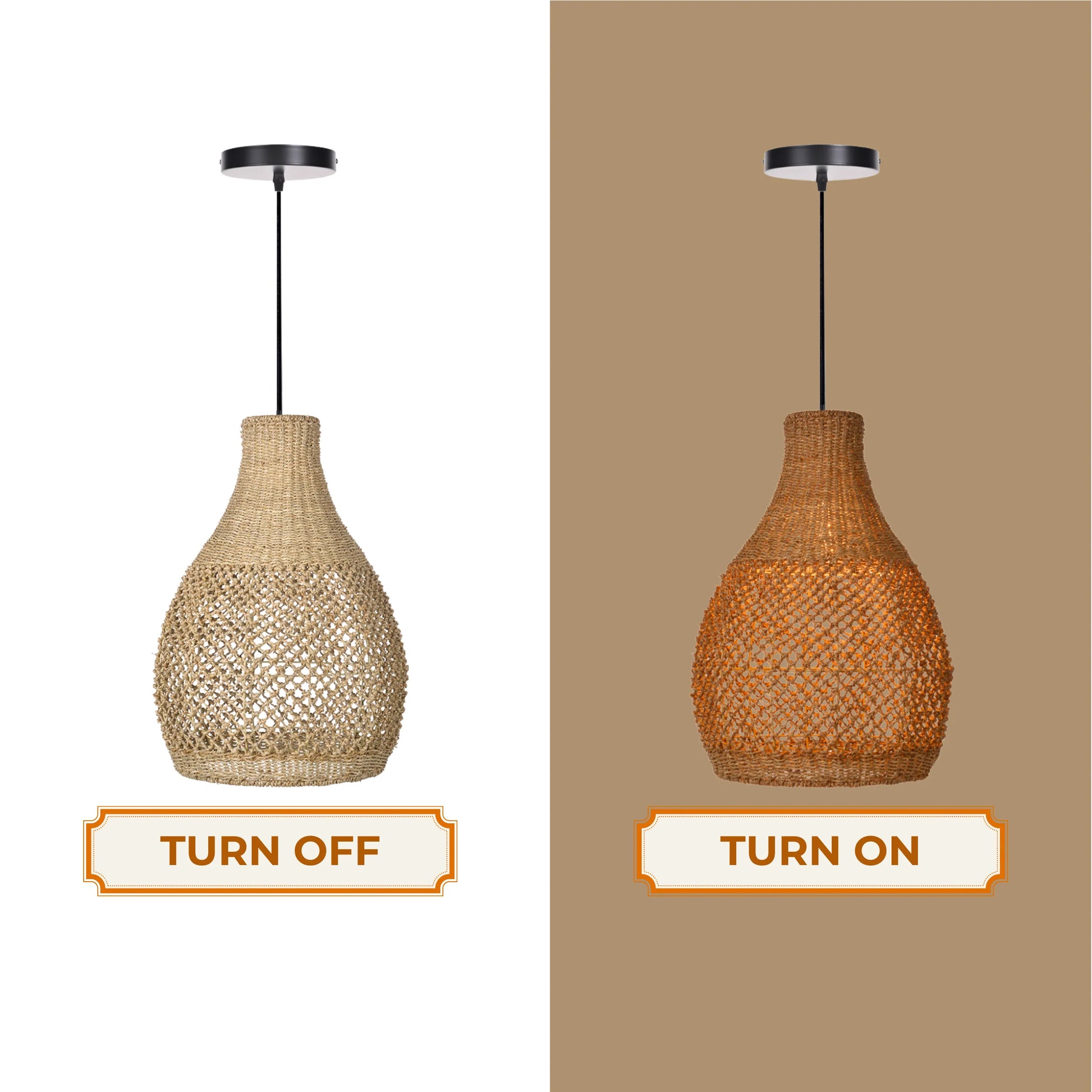 Sustainable natural seagrass hanging light for eco-friendly home lighting