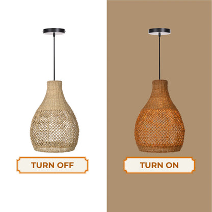 Sustainable natural seagrass hanging light for eco-friendly home lighting
