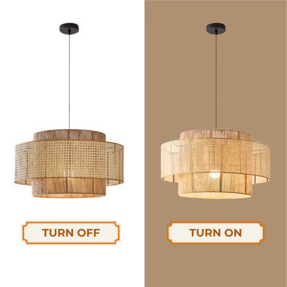 Sustainable natural rattan cane pendant lighting