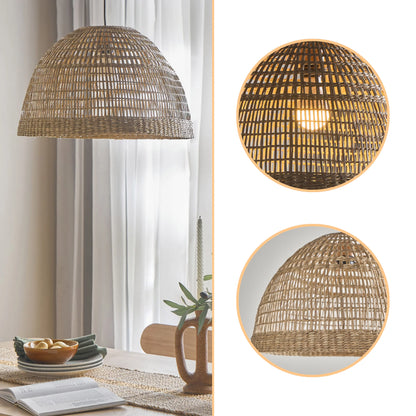 Sustainable dome ceiling lamp crafted from organic handwoven rattan fibers
