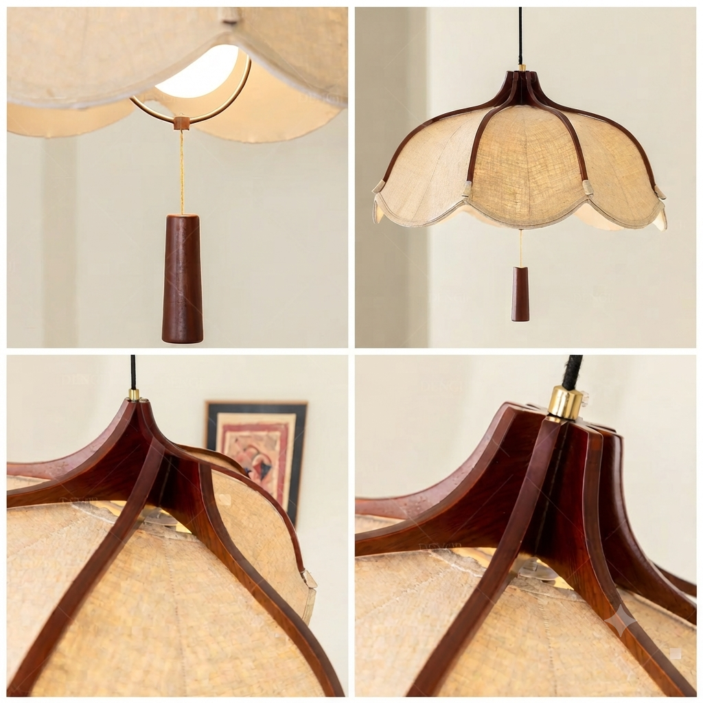 Task lighting Organic modern featuring Wood Mix Cloth designed for Restaurant interior