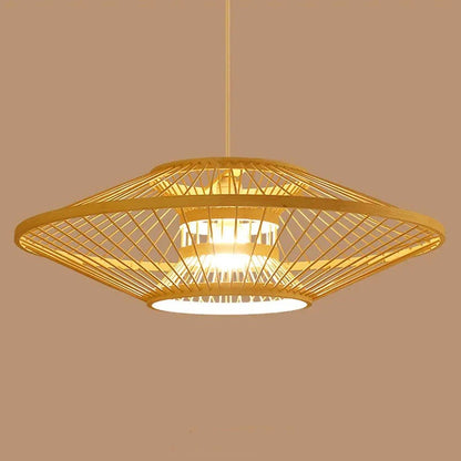 Textured Wabi-Sabi bamboo pendant light with a modern Zen lighting vibe