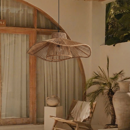 Tropical vibe hemp pendant light perfect for an exotic and luxurious resort-style home.