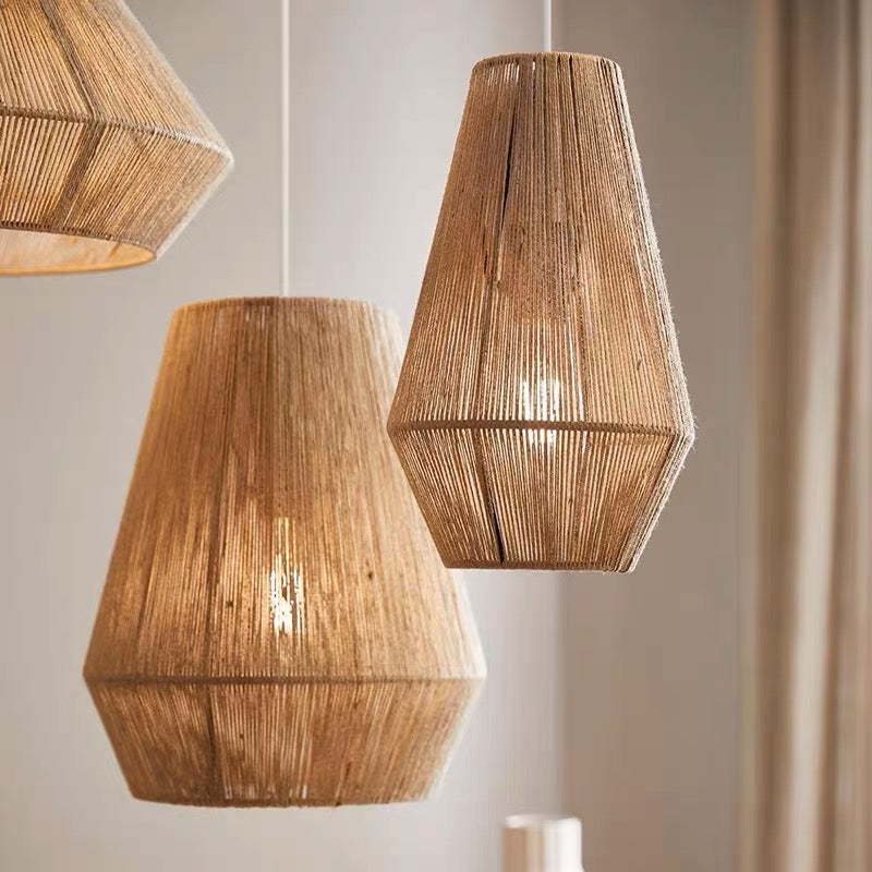Tropical vibe jute pendant light set perfect for an exotic and luxurious resort-style home.