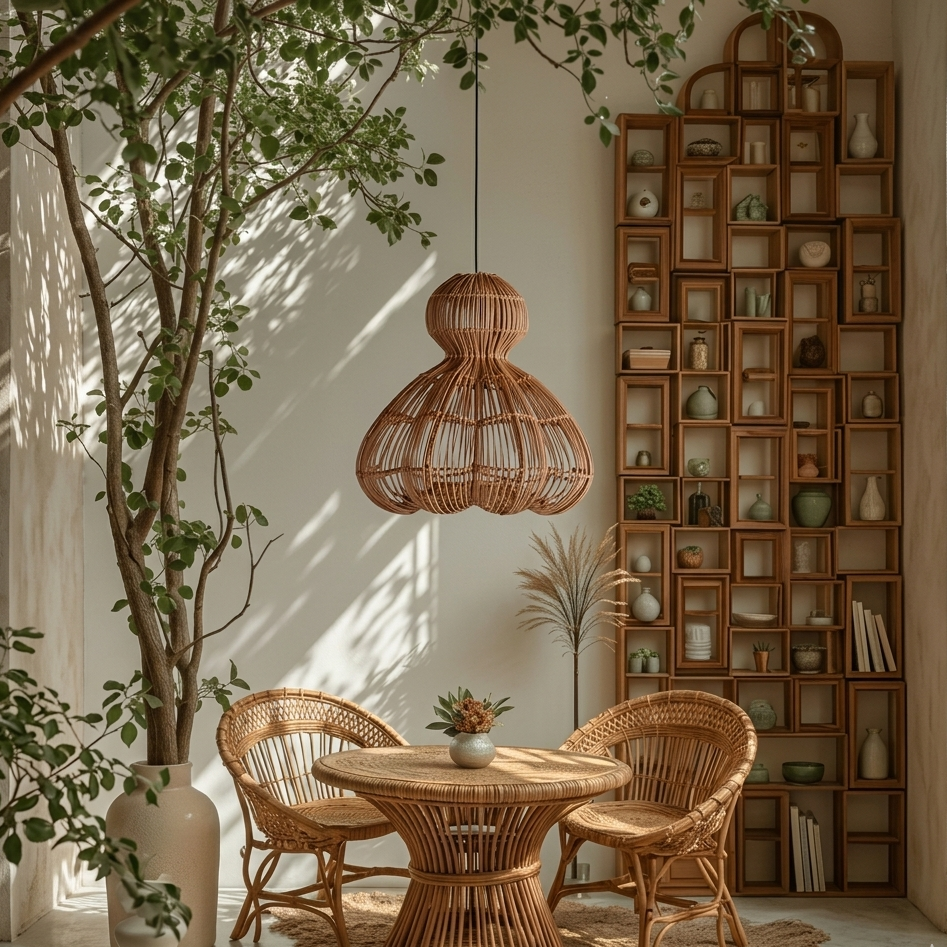 Tropical vibe rattan pendant light perfect for an exotic and luxurious resort-style home.