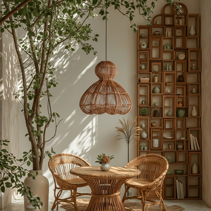 Tropical vibe rattan pendant light perfect for an exotic and luxurious resort-style home.