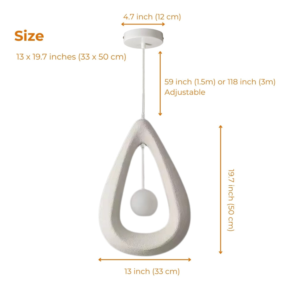 White teardrop artistic pendant light for kitchen island lighting