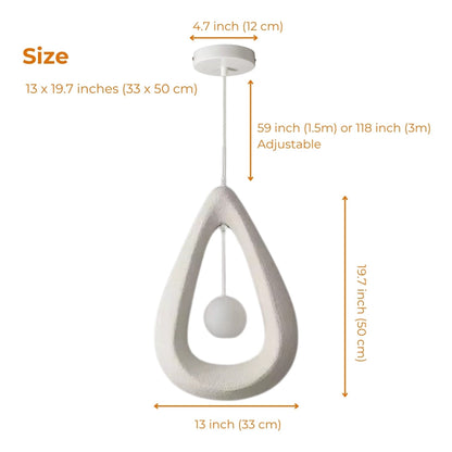 White teardrop artistic pendant light for kitchen island lighting