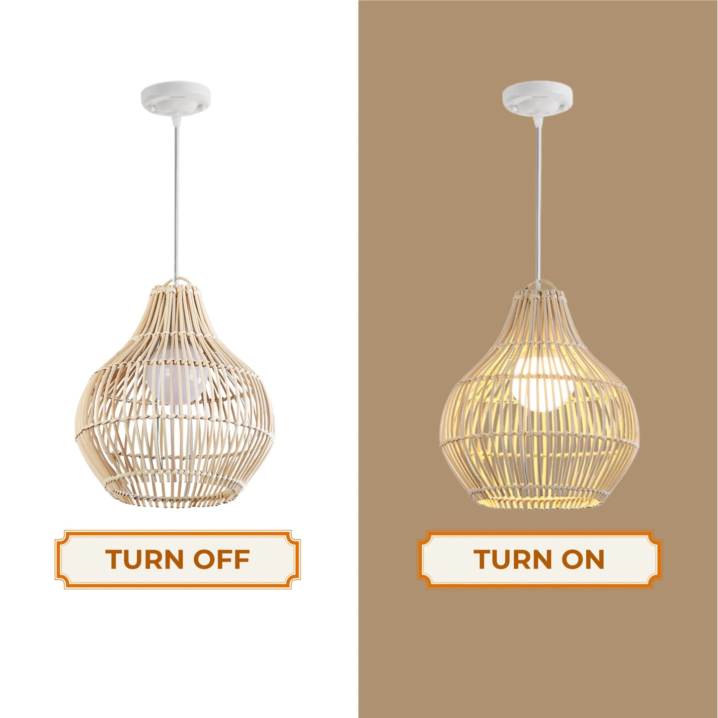 Unique teardrop shaped woven lamp for authentic boho home decor