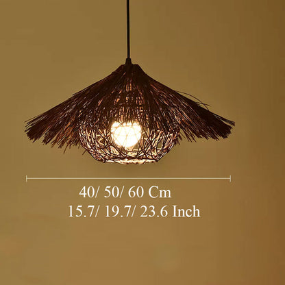 Vintage rattan and straw weaver lamp adding soft glow