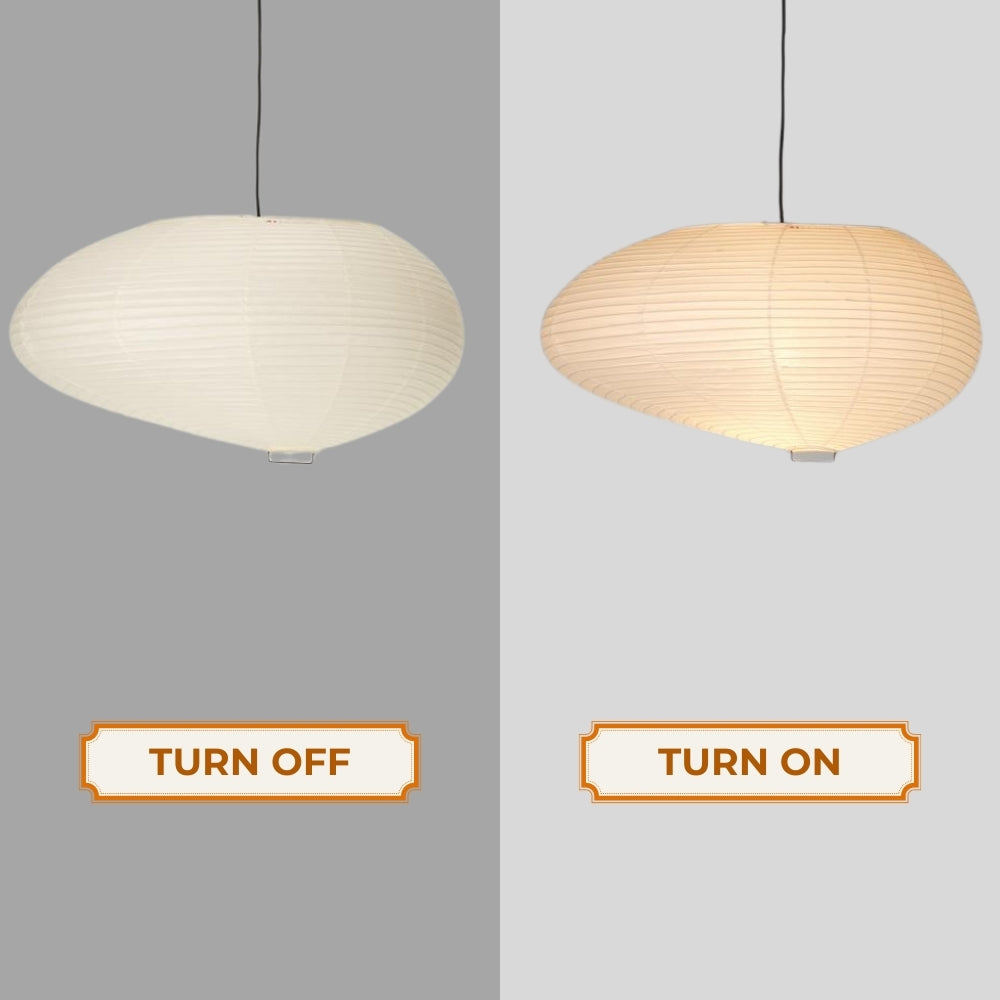 Minimalist rice paper pendant lamp in a classic Wabi-Sabi style