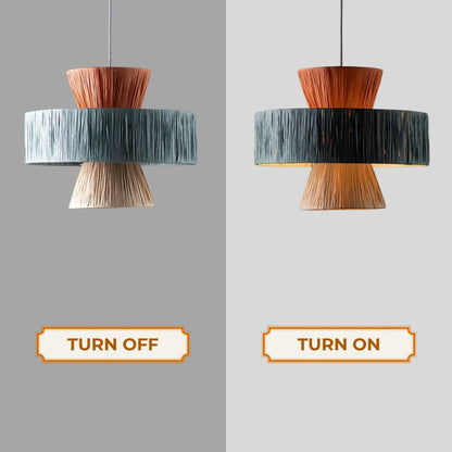 Natural fiber Wabi-Sabi hanging lamp with an ethnic artistic aesthetic
