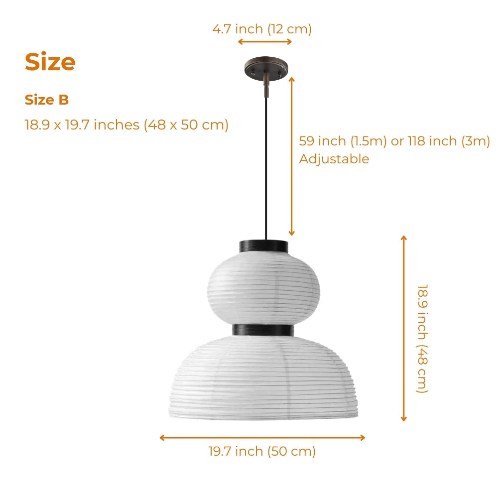 Artistic white paper pendant lamps with minimalist structure shown