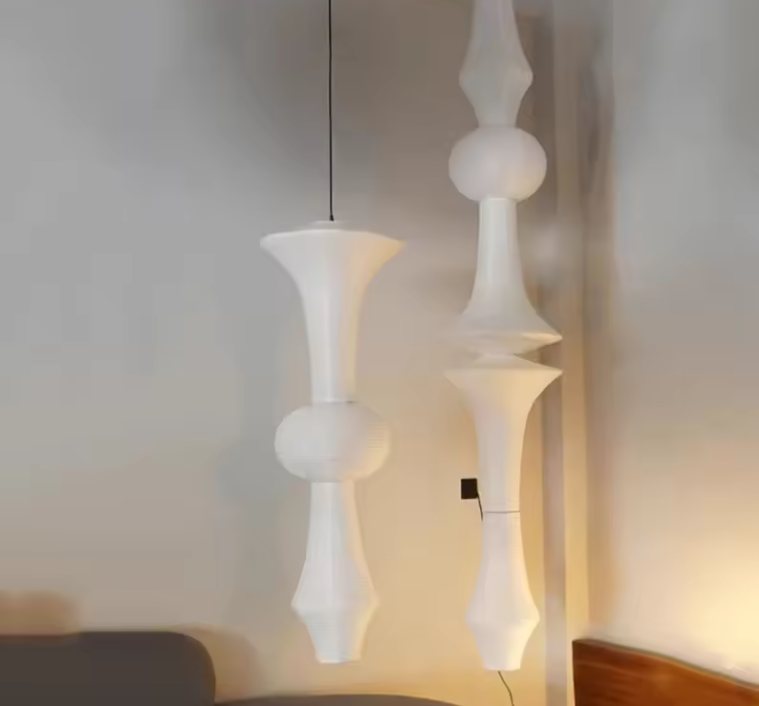 Natural textured rice paper lamp for minimalist decor