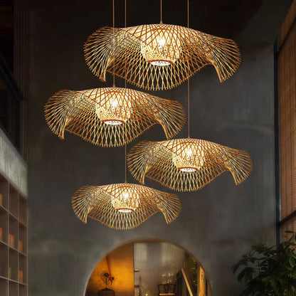 Artisan wabi-sabi bamboo pendant light design