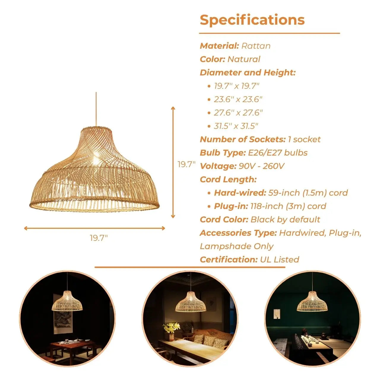 Modern Japandi style rattan light fixture ideal for minimalist contemporary home decor.