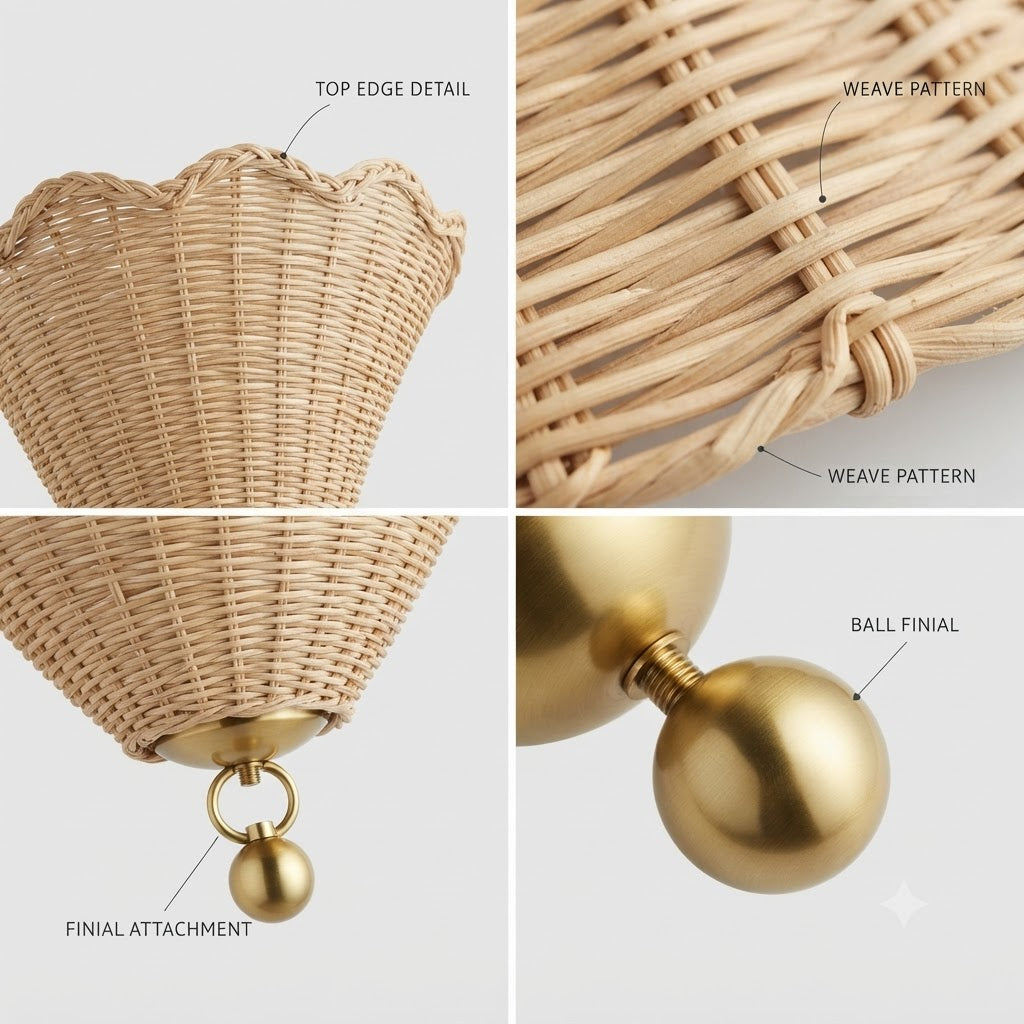 Wall light in Neoclassic style, crafted from rattan, perfect for bringing natural warmth to your interior decor.