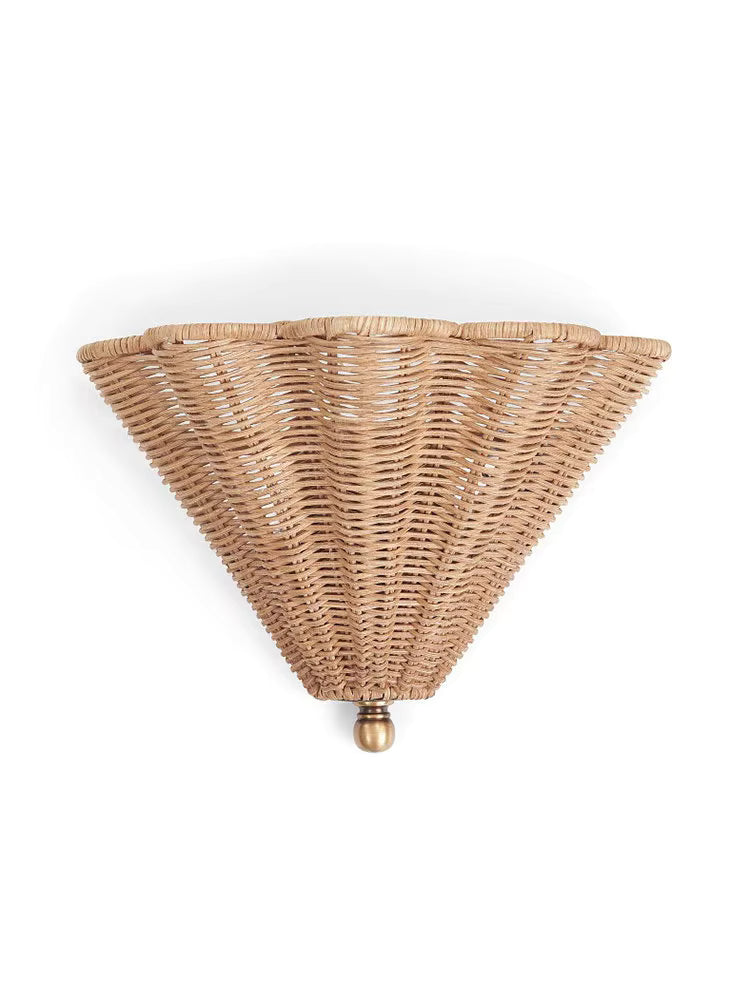 Wall sconce in Modernism style, made with rattan, adding sculptural interest to your interior lighting scheme.