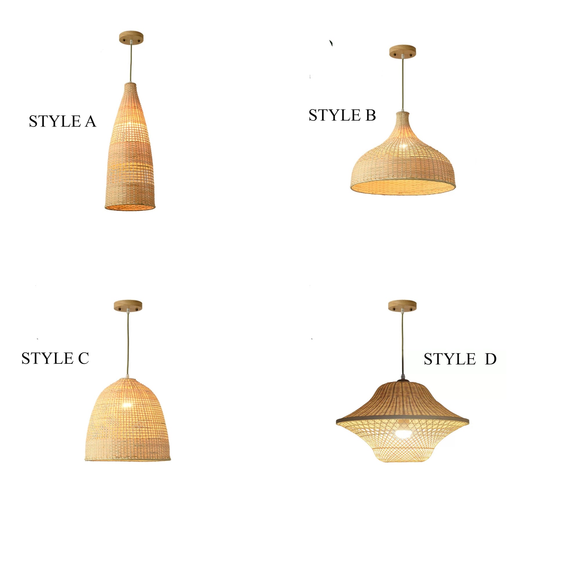 Sustainable multi-tier rattan pendant fixture diffusing a comfortable, glare-free amber light through woven slats.