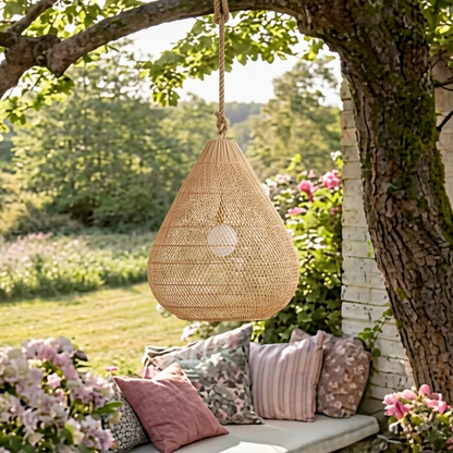 Robust rattan pendant light suitable for a modern, covered garden patio space.

Name: Decorative Rattan Lamp for Restaurant Ambiance | Commercial Ceiling Lighting