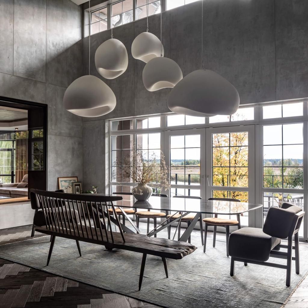 White high-density polyethylene abstract light for dining room