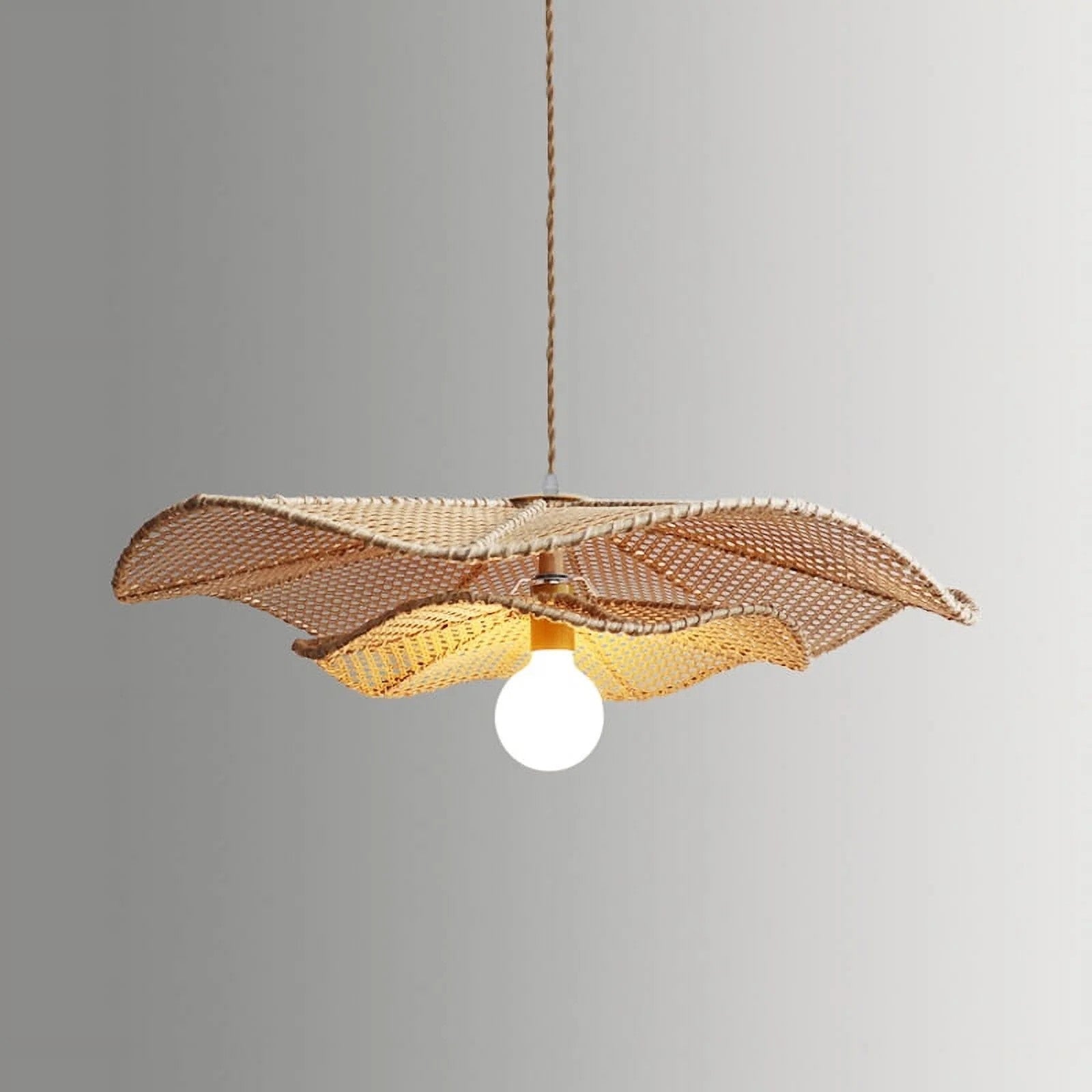 Zen-inspired rattan flower pendant light for artistic interior lighting design
